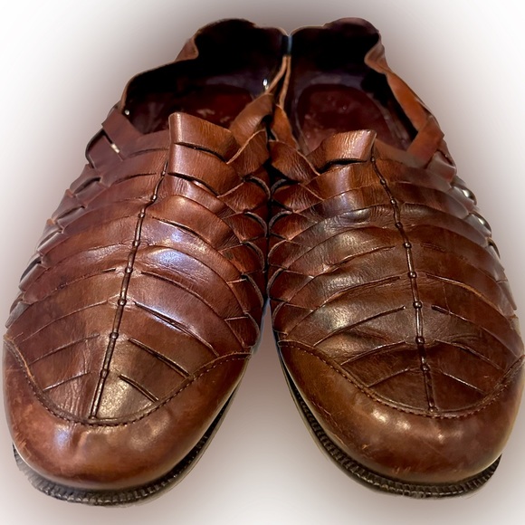 VTG COLE HAHN MENS CASUAL BROWN LEATHER FISHERMAN HARACHE SANDAL SZ: 10.5D VACAY